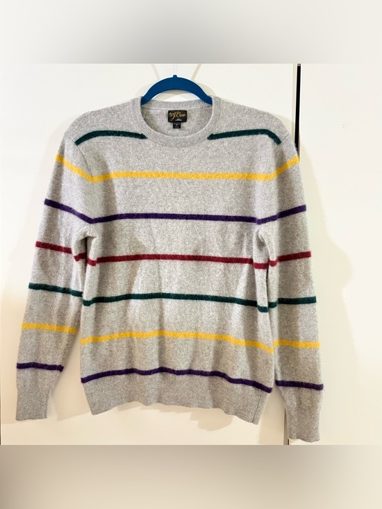J. Crew Sweaters - Knit for J.Crew 100% Cashmere Striped Sweater Gray Multicolor Size M